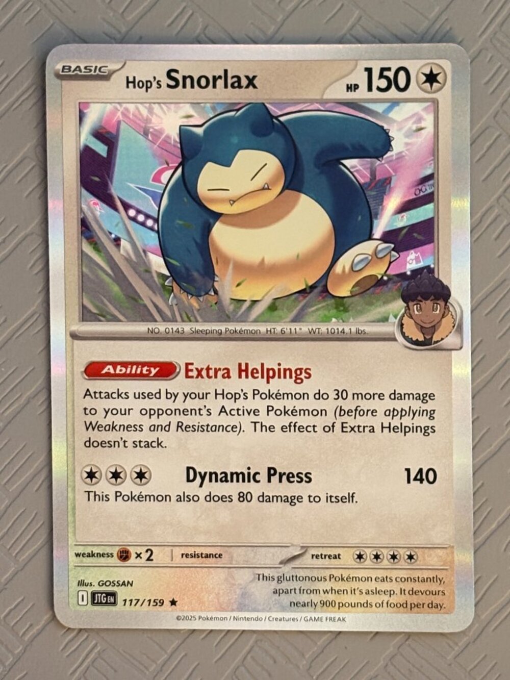 Pokemon TCG - Hop's Snorlax 117/159 - Journey Together Holo Rare NM